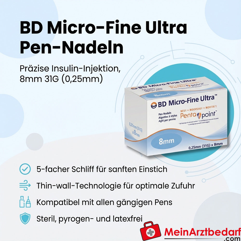 Aiguilles BD Micro-Fine Ultra Pen 8 mm 31G 105 pièces