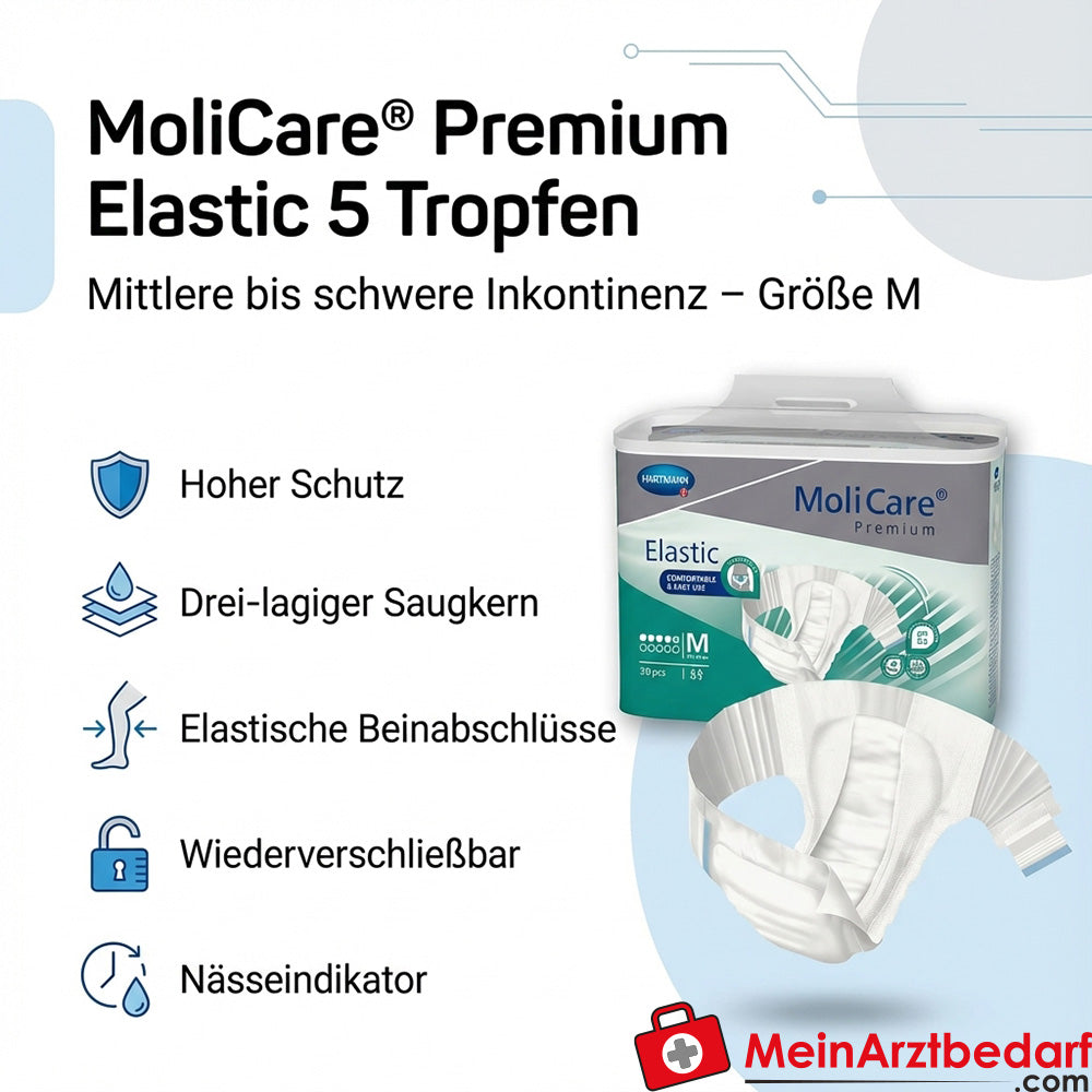 MoliCare Premium Elastische 5 druppels incontinentieslip maat M (85-120 cm)