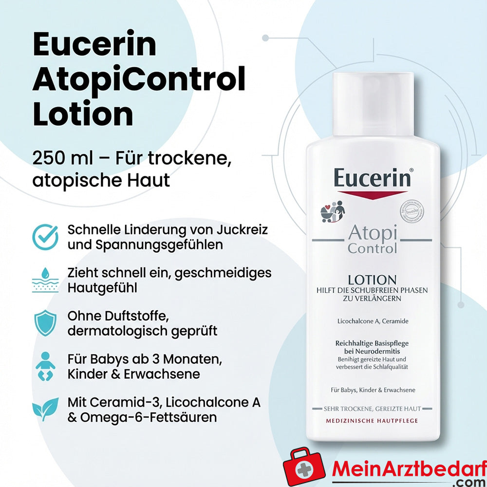 Eucerin AtopiControl Loción con Ceramida-3 y Licochalcona A, 250 ml