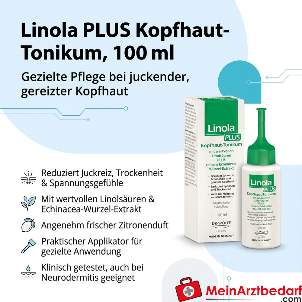 Linola PLUS tonique pour cuir chevelu 100 ml, en cas de démangeaisons et d'irritation du cuir chevelu