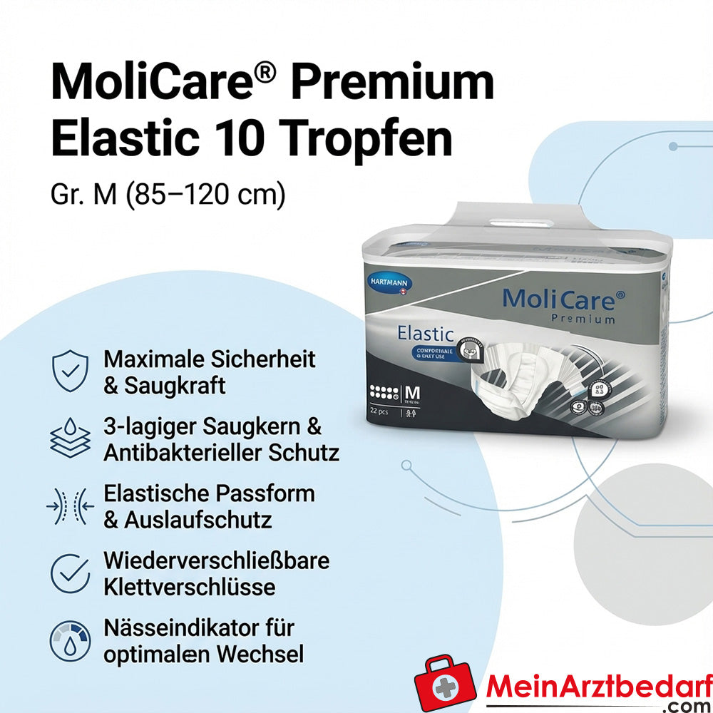 MoliCare Premium Elastic pieluchomajtki na nietrzymanie moczu 10 kropli rozmiar M 56 sztuk
