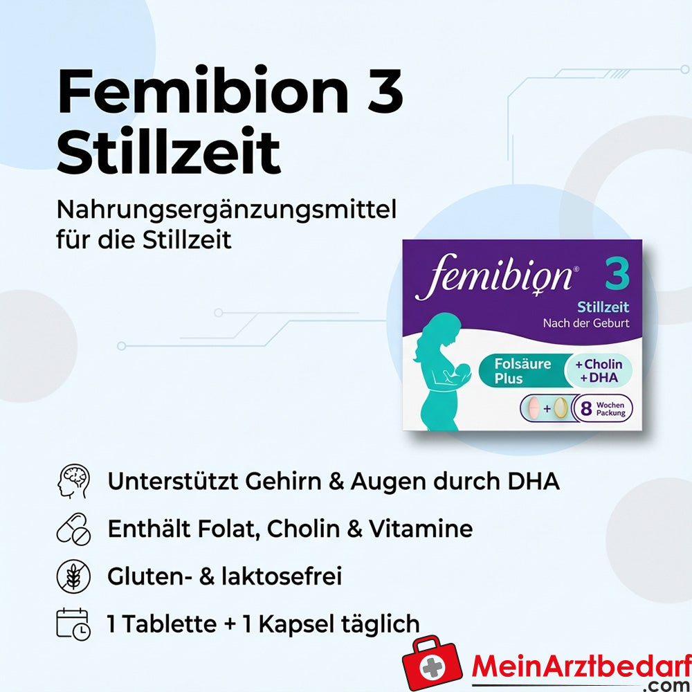 Femibion 3 Lactatie Foliumzuur 400 µg + DHA Tabletten & Capsules 56/56 Capsules