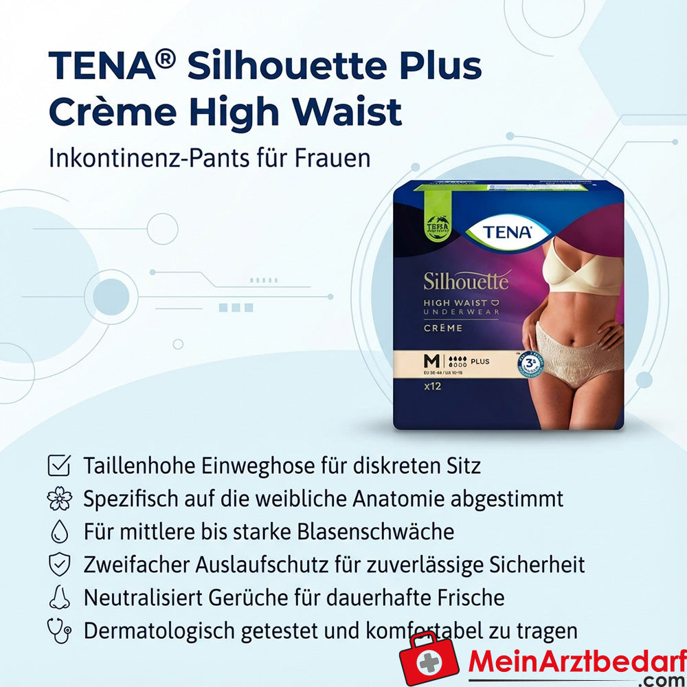 TENA Silhouette Plus Creme M Culotte d'incontinence à usage unique taille haute pour femmes