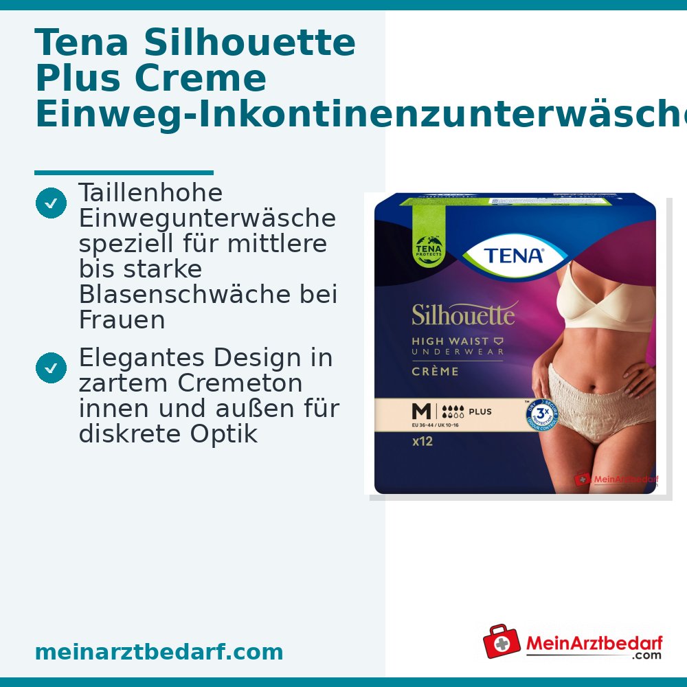 TENA Silhouette Plus Creme M Culotte d'incontinence à usage unique taille haute pour femmes