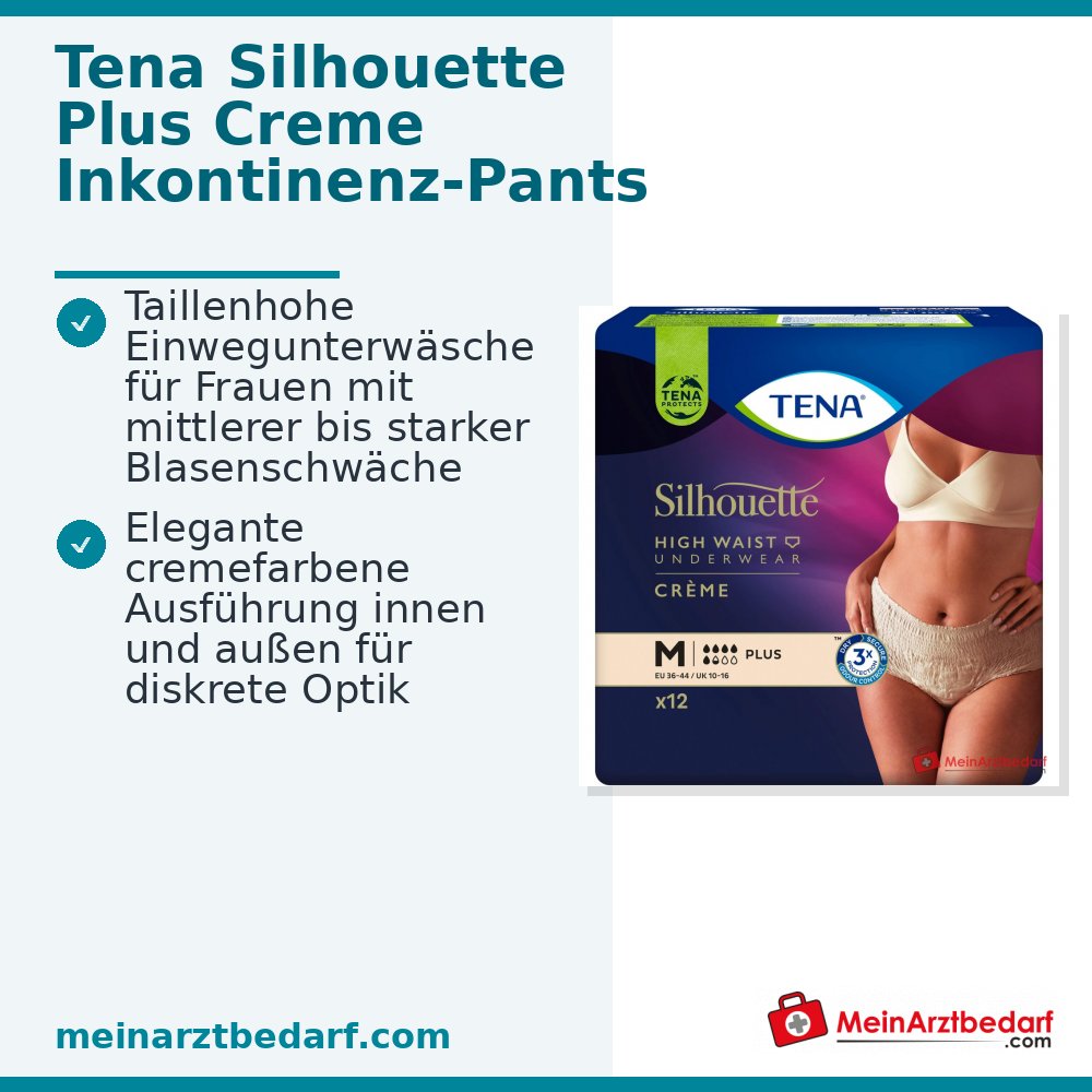 TENA Silhouette Plus Creme M Culotte d'incontinence à usage unique taille haute pour femmes