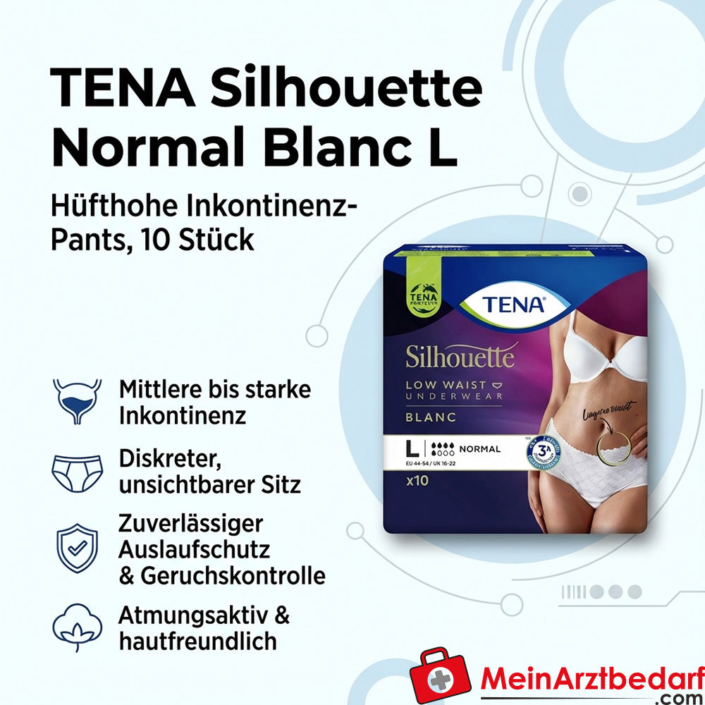 TENA Silhouette Normal Blanc L Culotte d'incontinence à usage unique 10 pièces