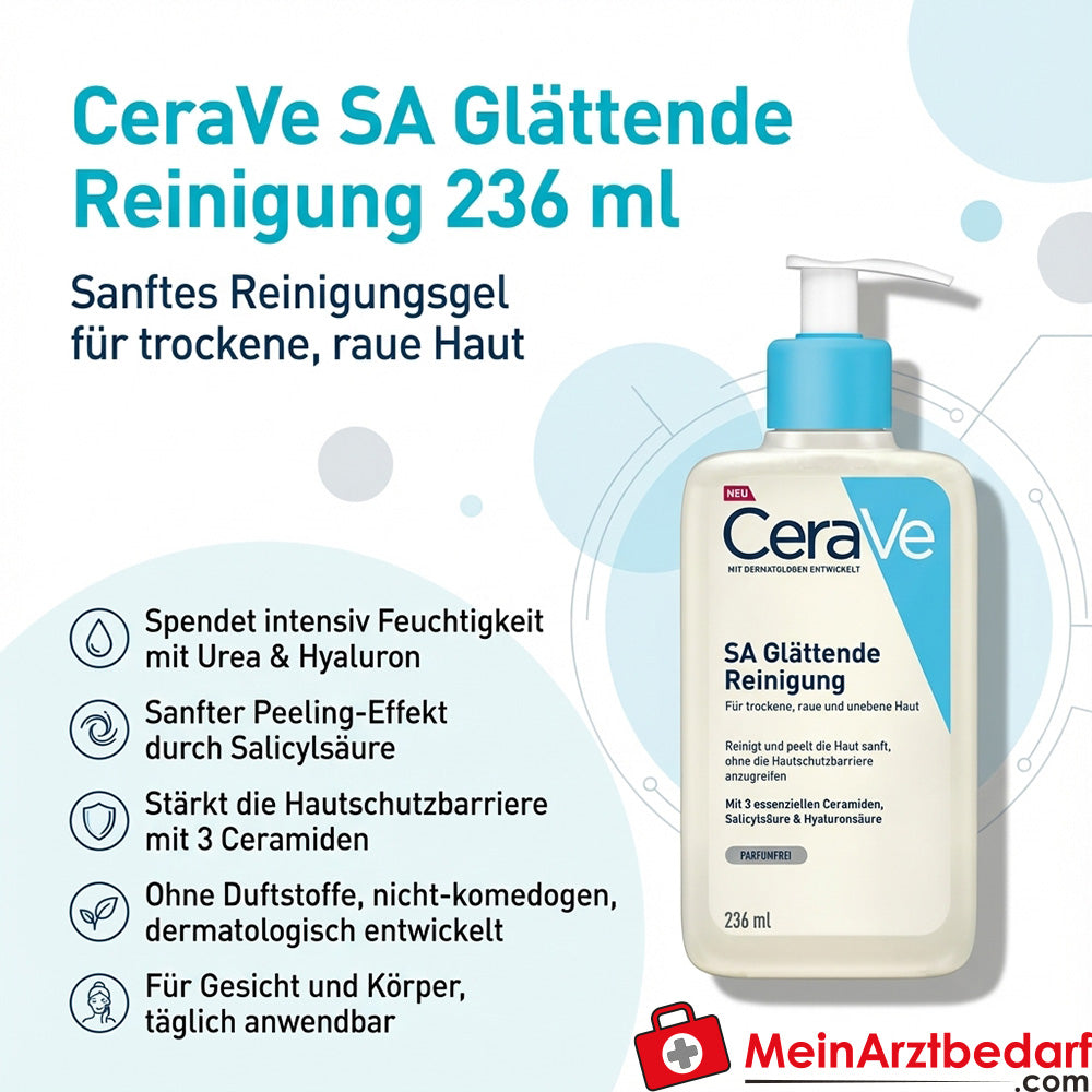 CeraVe SA Nettoyage Lissant Acide Salicylique Urée Gel Nettoyant Hyaluronique 236 ml