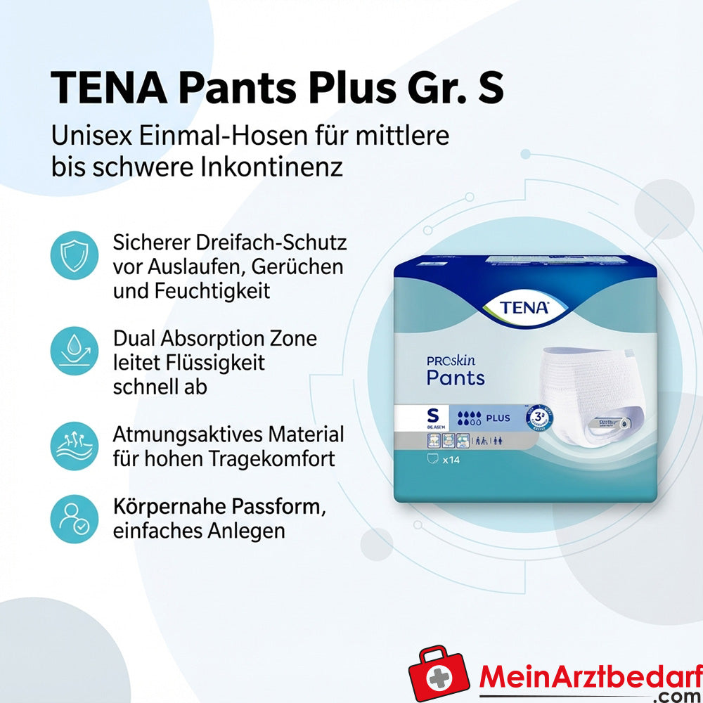 Tena Pants Plus culottes jetables pour incontinence modérée à sévère, taille S, 14 pièces.