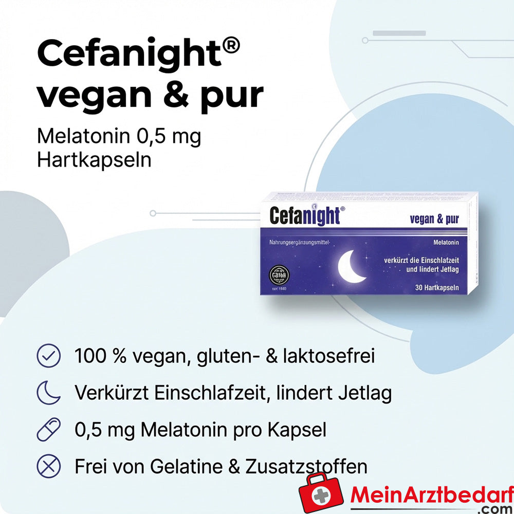 Cefanight veganistische en pure melatonine 0,5 mg harde capsules 30 stuks