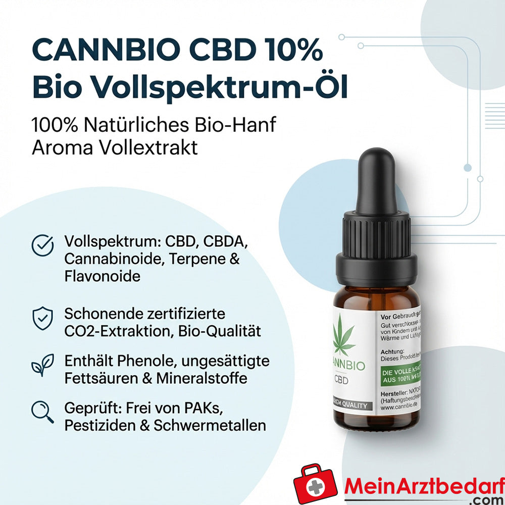 CANNBIO CBD 10% Bio Vollspektrum-Öl Tropfen