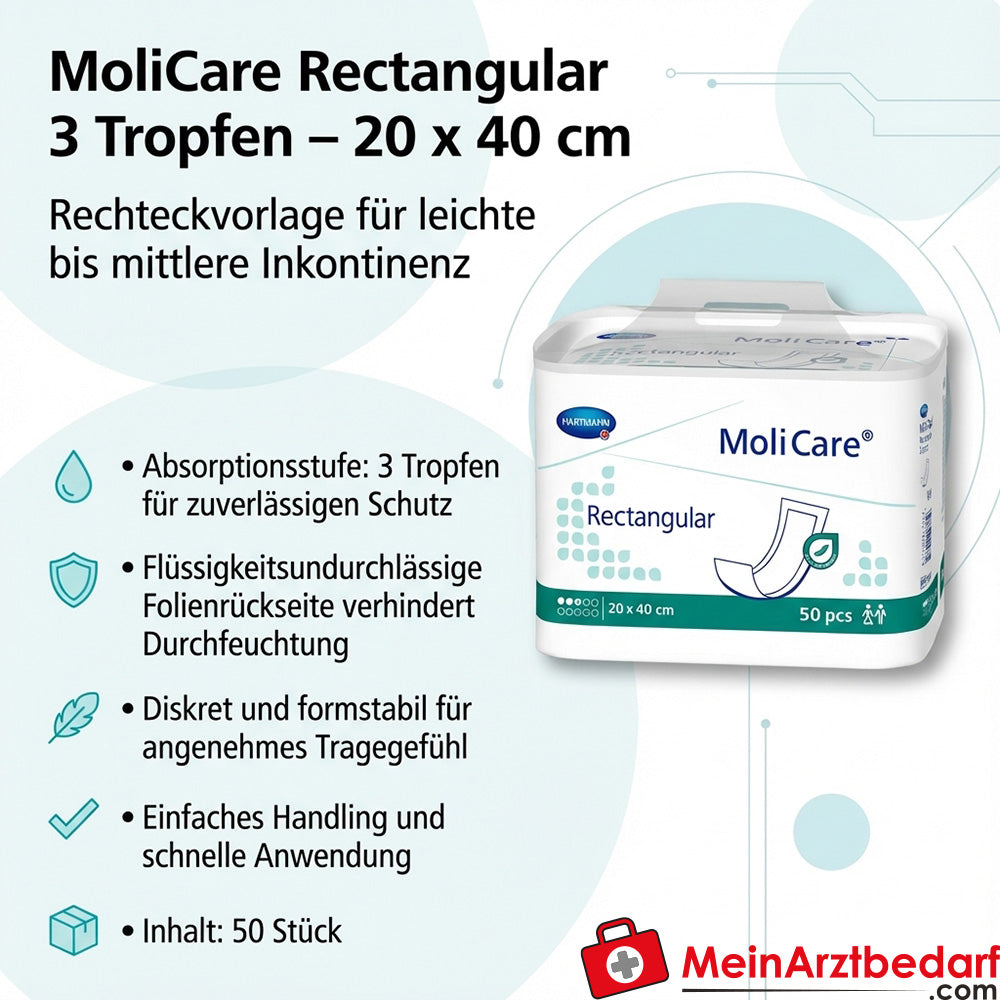 MoliCare Rechthoekig 3-druppels onderlegger 20 x 40 cm