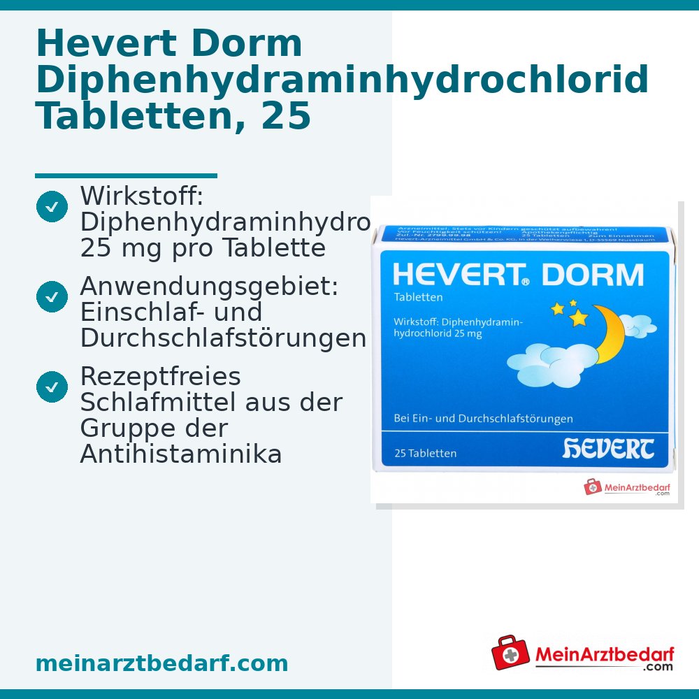 Hevert Dorm 25 mg Comprimés de diphenhydramine 20 pièces, 25 pcs.