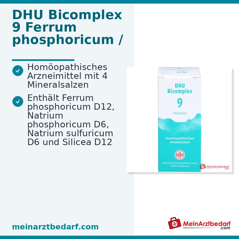 DHU Bicomplexe 9 Ferrum phosphoricum / Natrium phosphoricum / Natrium sulfuricum / Silicea Comprimés, 150 pcs.