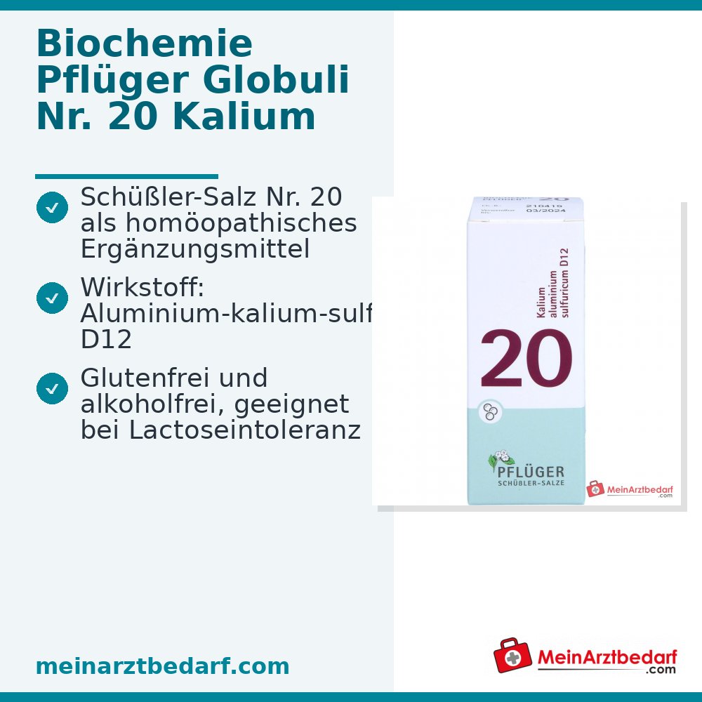 Globuli de Bioquímica Pflüger N.º 20 Kalium aluminium sulfuricum D12 Gránulos, 15 g