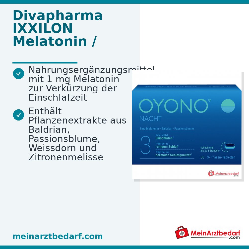 Divapharma IXXILON Melatonine / Vitamine B6 / Valeriaanwortel / Passiebloem / Meidoorn / Citroenmelisse tabletten, 60 st.
