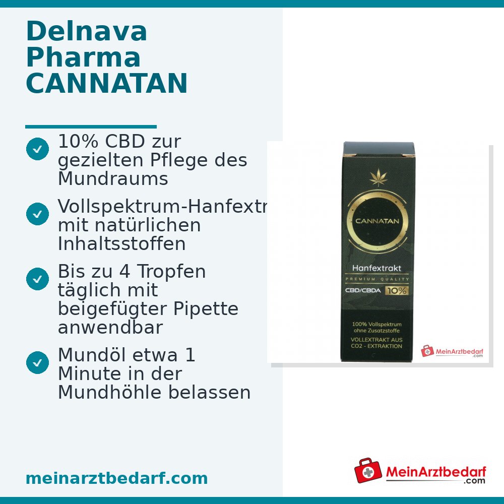 CANNATAN Extracto de Cáñamo CBD 10% Aceite de boca Botella cuentagotas