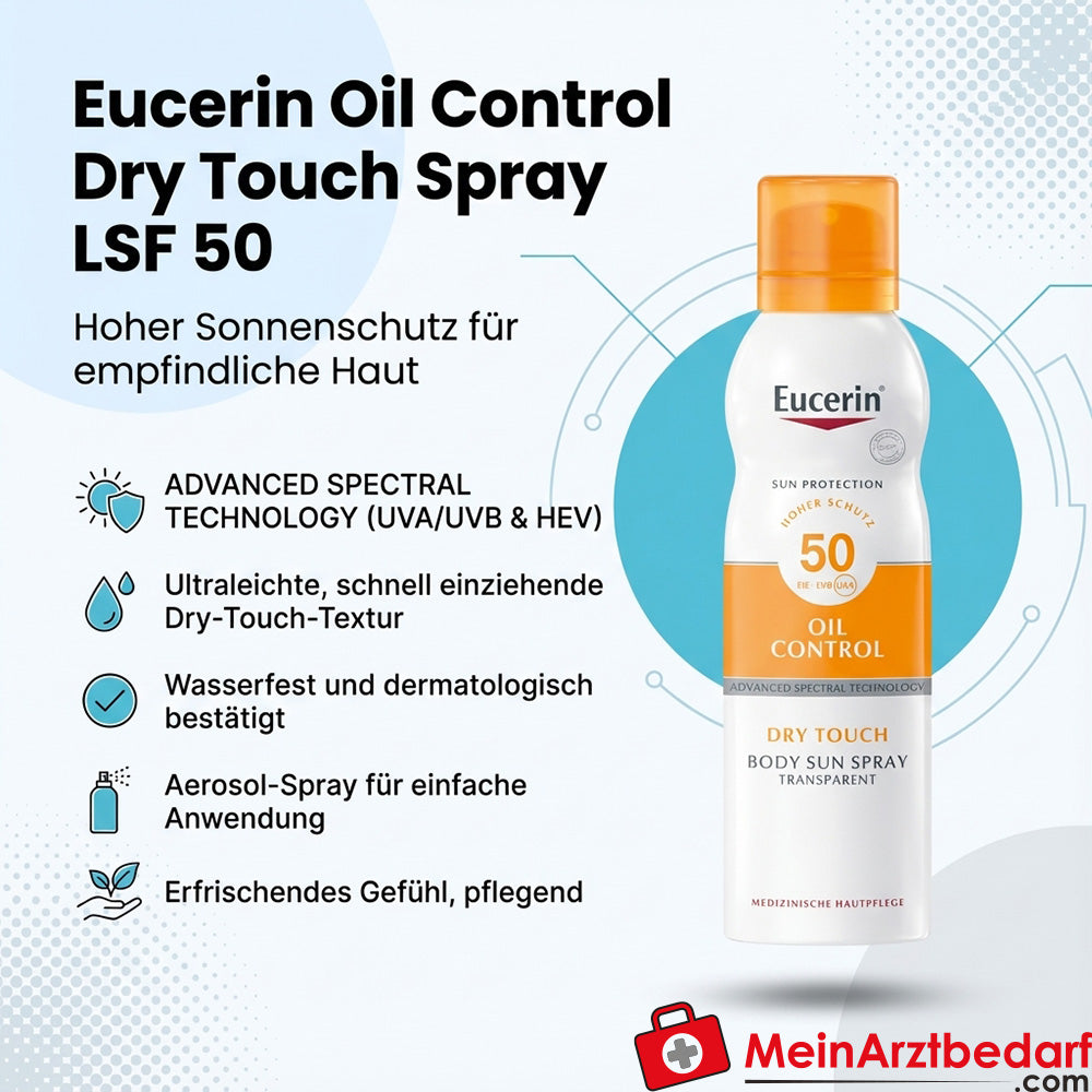 Eucerin Oil Control Dry Touch SPF 50 aerozol 200 ml do skóry wrażliwej i trądzikowej