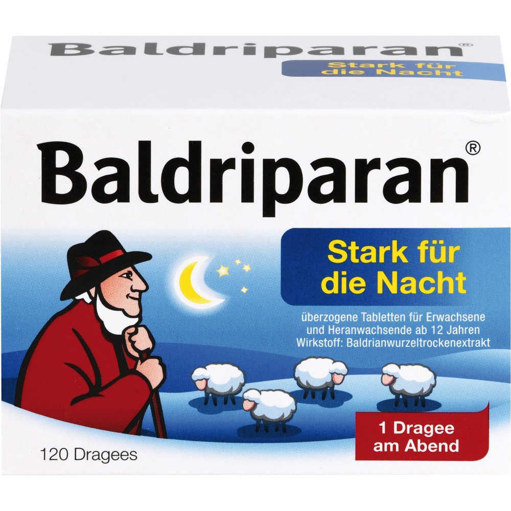 Baldriparan fort pour la nuit Extrait sec de racine de valériane 441,35 mg Dragées 120 pcs.