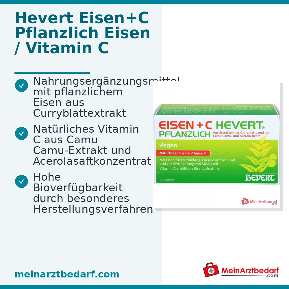 Hevert Eisen+C Capsule vegetali con ferro / vitamina C, 60 pz.