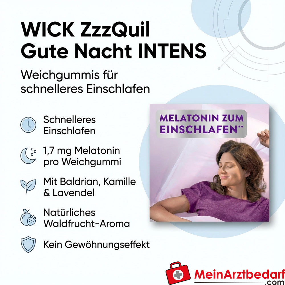 WICK ZzzQuil Good Night Intens Melatonine 1,7 mg zachte kauwgom 30 stuks