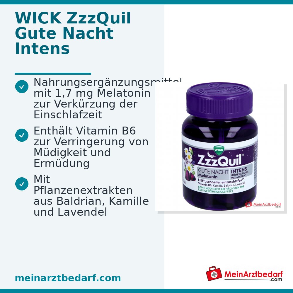 WICK ZzzQuil Good Night Intens Melatonine 1,7 mg zachte kauwgom 30 stuks