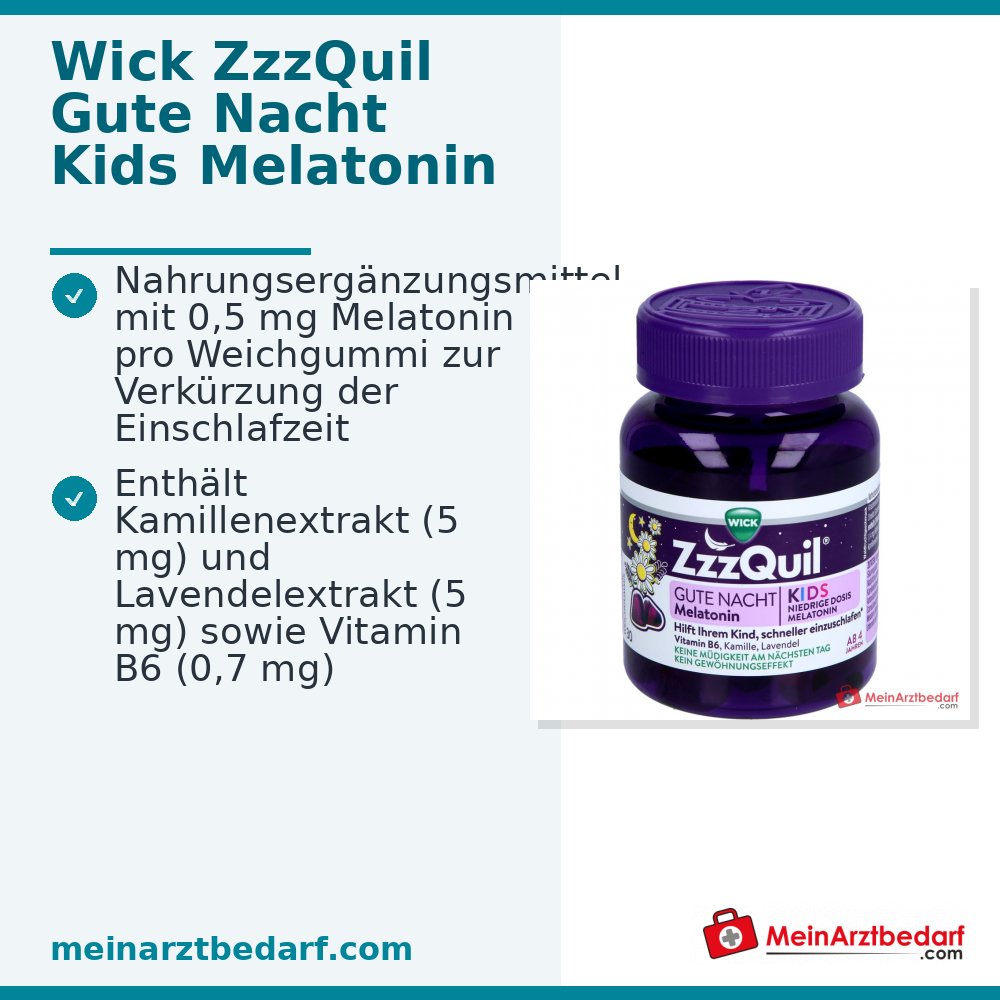 WICK ZzzQuil Good Night Kids Melatonine 1 mg zachte kauwgom 30 stuks