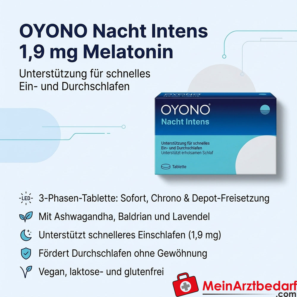 Oyono Nacht Intens Melatonina / Kozłek lekarski / Lawenda / Ashwagandha tabletki, 60 szt.