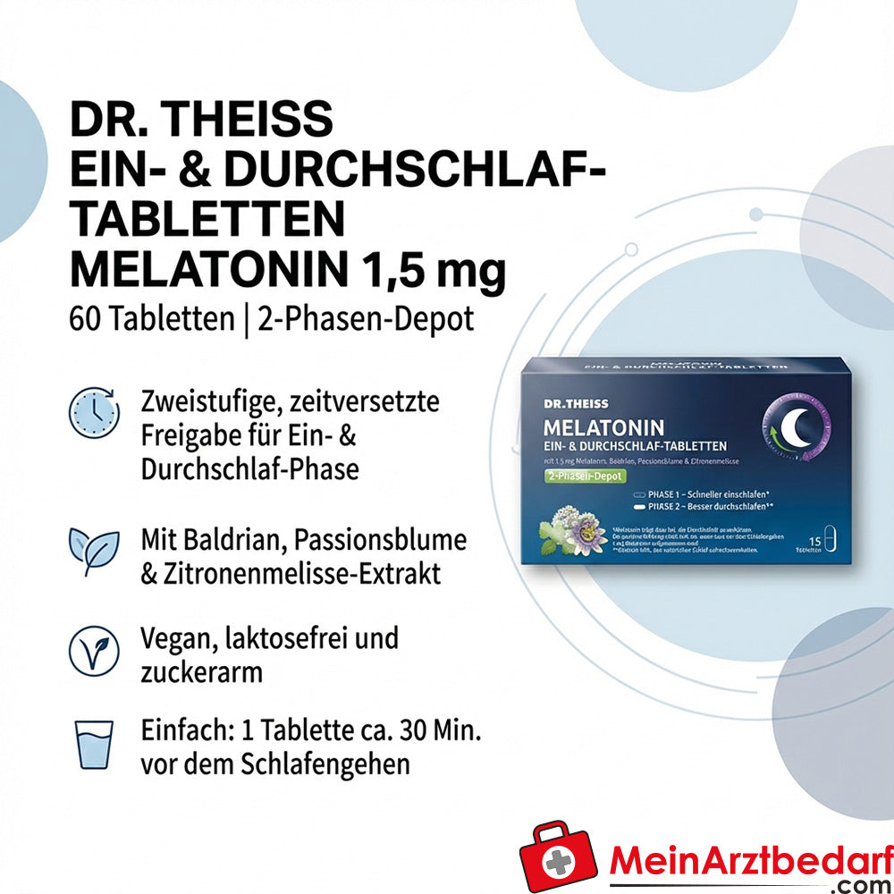 Dr. Theiss Comprimés pour s'endormir et rester éveillé Mélatonine 1,5 mg 60 pièces