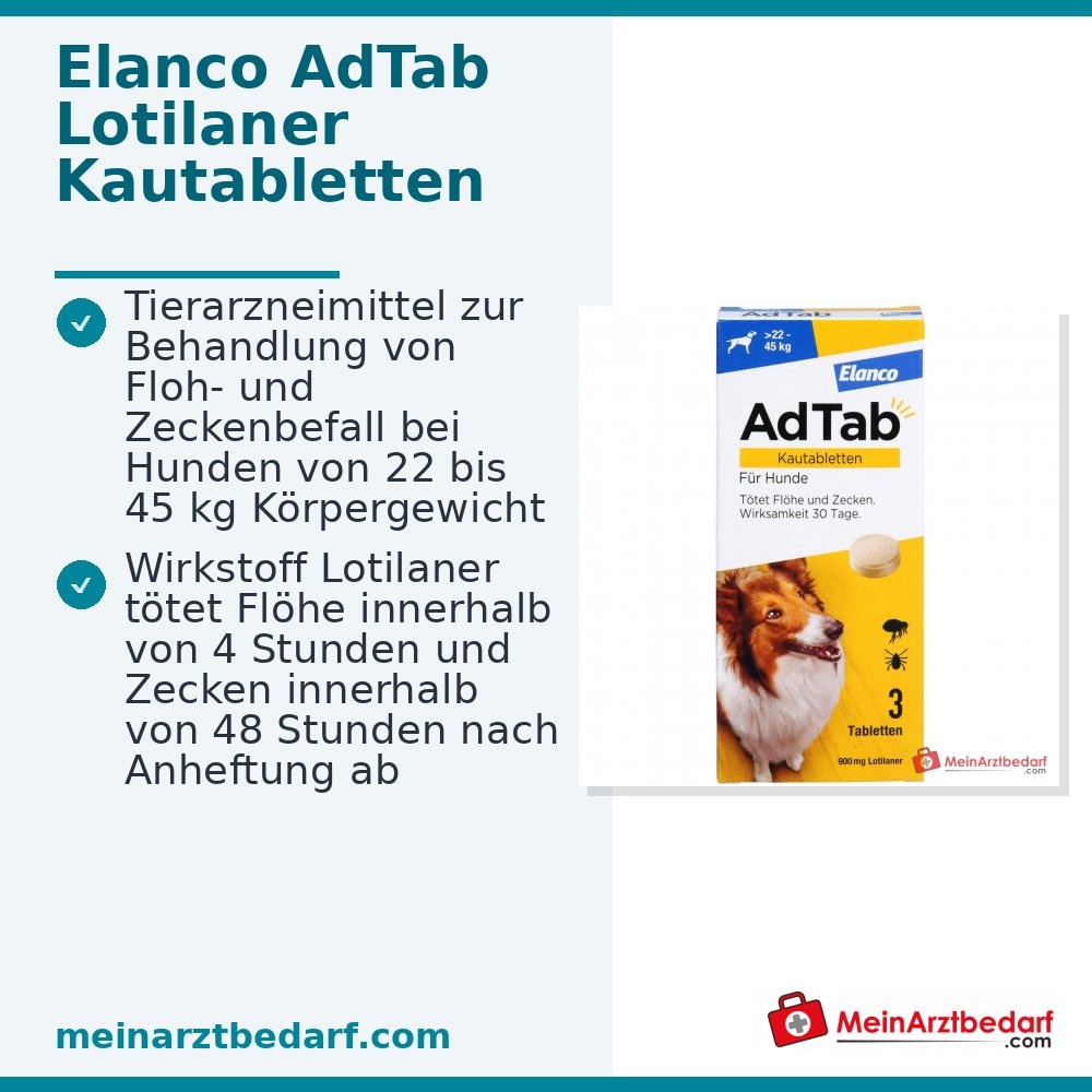 AdTab Lotilaner 900 mg kauwtabletten 3 stuks voor honden 22-45 kg