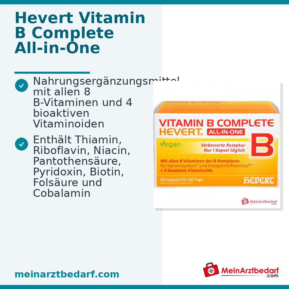 Capsules Hevert Vitamin B Complete All-in-One, 120 pièces.
