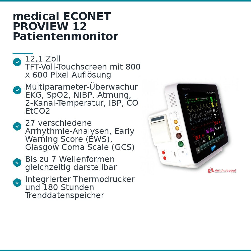 medical ECONET PROview 12 moniteur patient avec ECG à 12 canaux