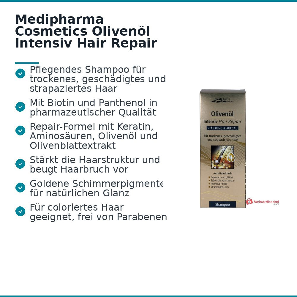 Medipharma Cosmetics Olio d'Oliva Shampoo Riparatore Intensivo per Capelli, 200 ml