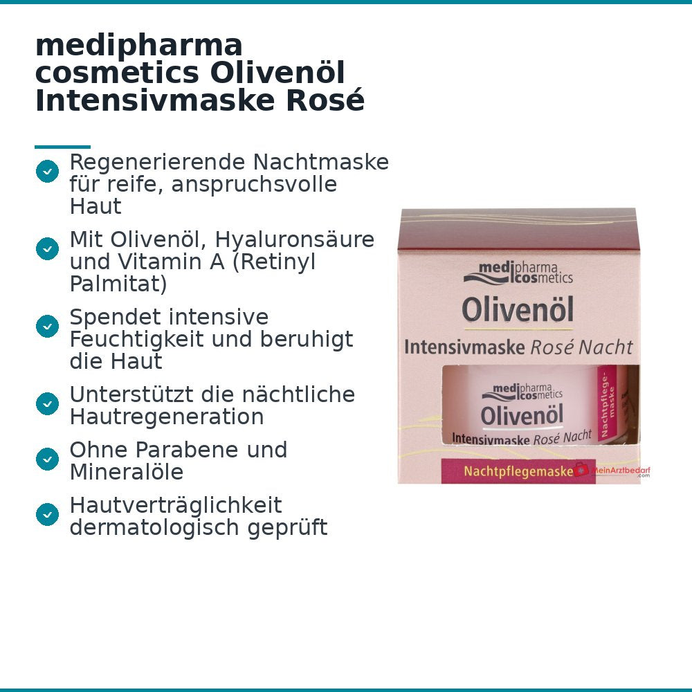 medipharma cosmetics Olijfolie Intensiefmasker Rosé Nacht, 50 ml