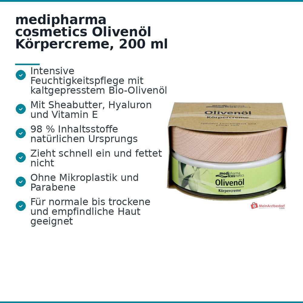 medipharma cosmetics Crema Corporal de Aceite de Oliva, 200 ml