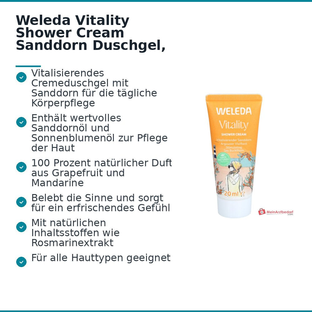 Weleda Crema Doccia Vitalizzante all'Olivello Spinoso, Gel Doccia, 20 ml
