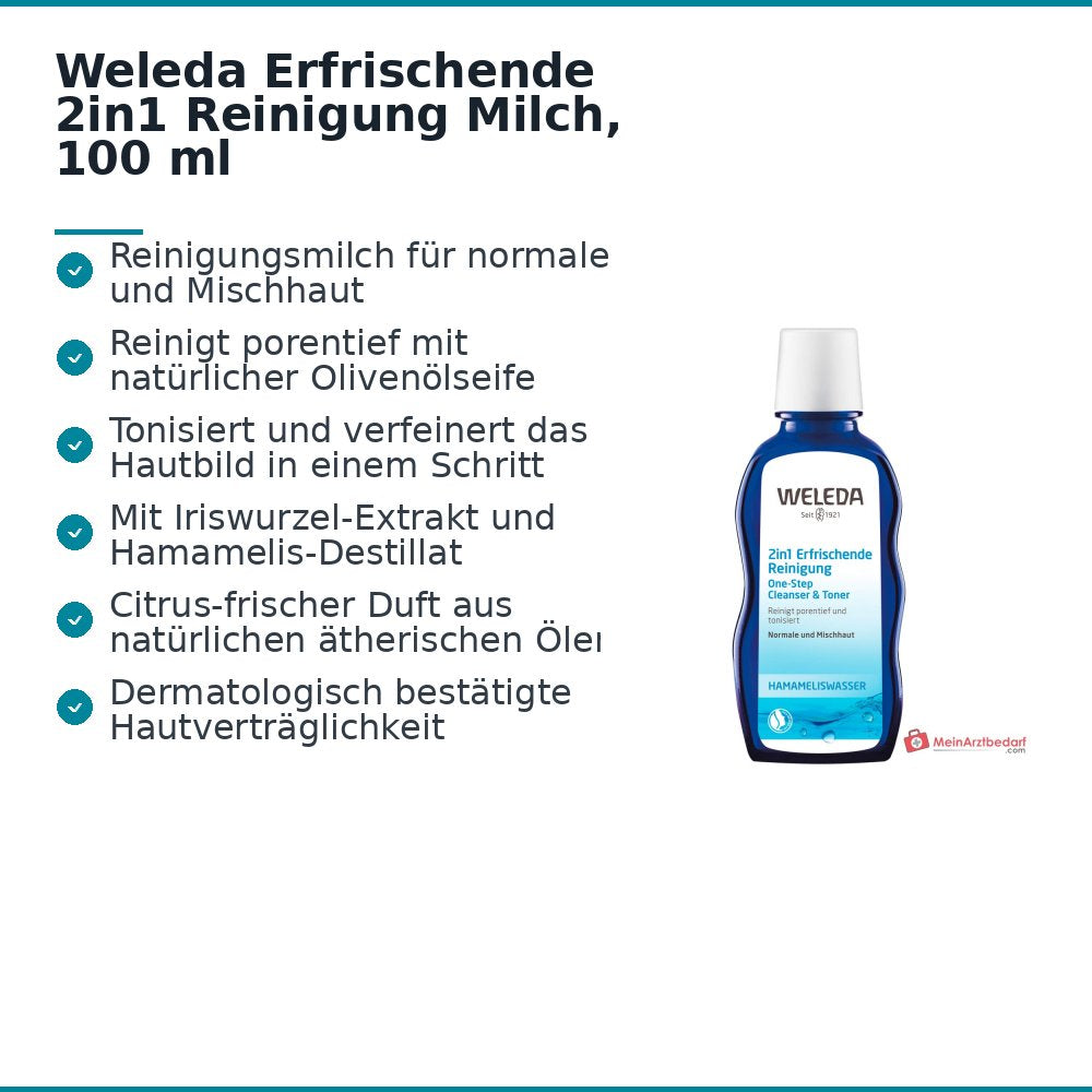 Weleda Orzeźwiające Mleczko Oczyszczające 2w1, 100 ml