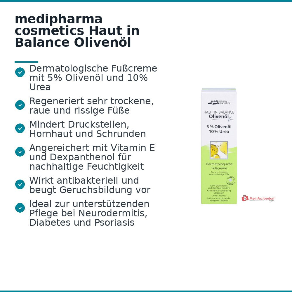 medipharma cosmetics Haut in Balance Olivenöl Dermatologische Fußcreme, 100 ml