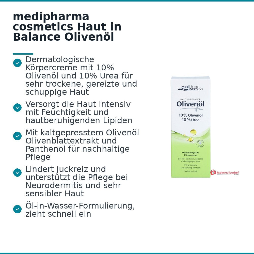 medipharma cosmetics Pelle in Equilibrio Olio d'Oliva Crema Dermatologica per il Corpo, 200 ml