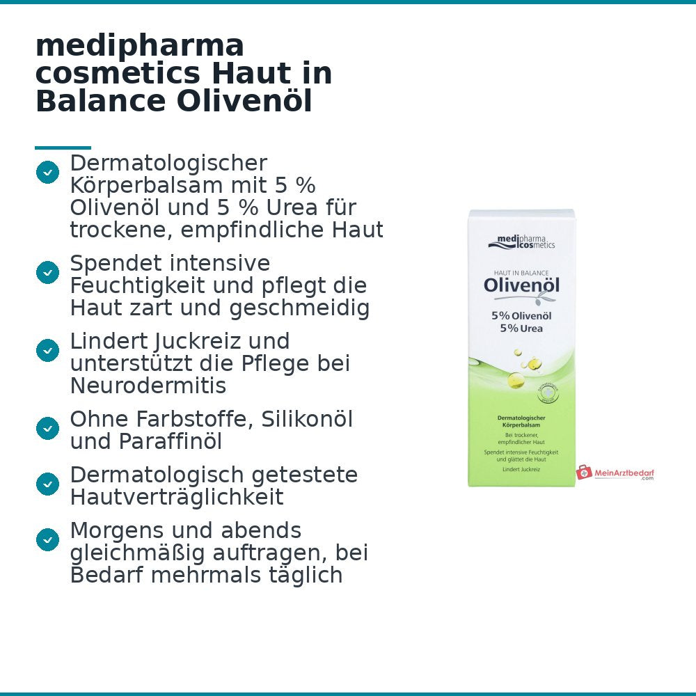 medipharma cosmetics Haut in Balance Olivenöl Bálsamo Corporal Dermatológico, 200 ml