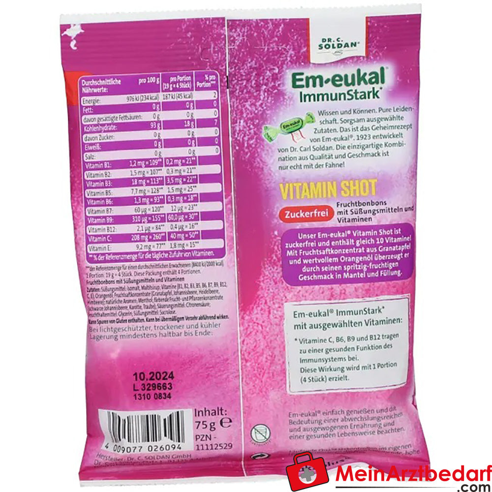 Em-eukal® ImmunStark® VITAMIN SHOT Bonbon Zuckerfrei, 75g.