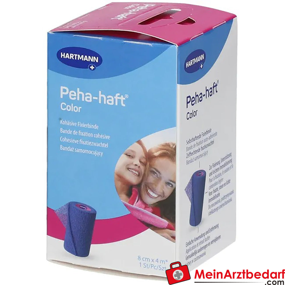 Peha-haft® Color latexfrei Fixierbinde blau 8 cm x 4 m blau, 1 St..