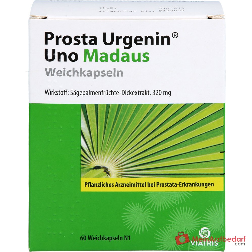 Prosta Urgenin Uno Madaus Zachtgelcapsules met dik extract van zaagpalmbessen, 60 stuks.
