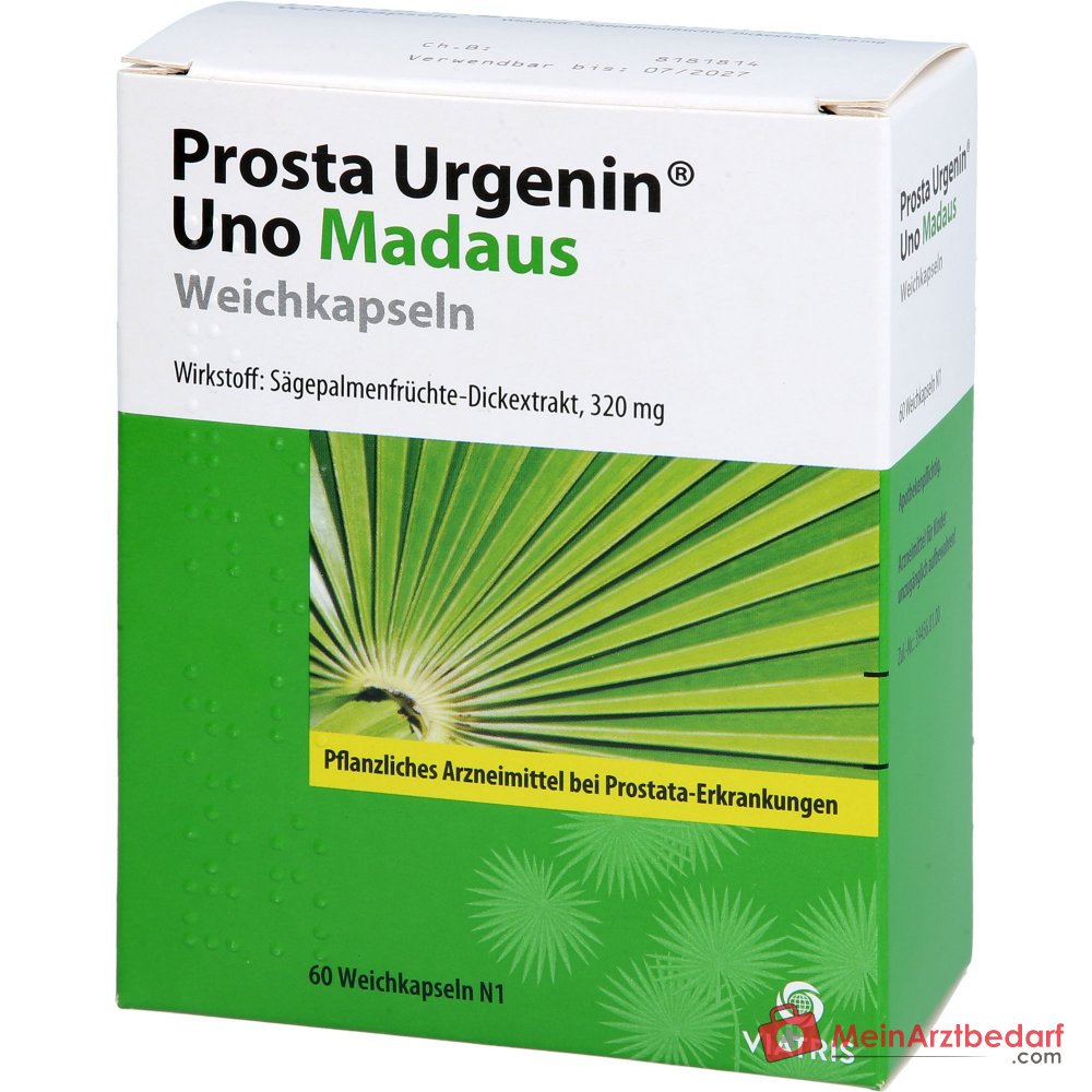 Prosta Urgenin Uno Madaus Zachtgelcapsules met dik extract van zaagpalmbessen, 60 stuks.