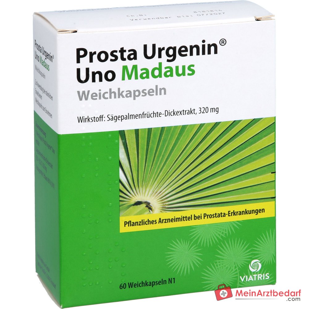Prosta Urgenin Uno Madaus Zachtgelcapsules met dik extract van zaagpalmbessen, 60 stuks.
