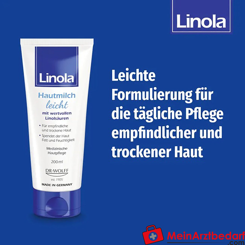 Linola Hautmilch leicht - für empfindliche und trockene Haut, 200ml.