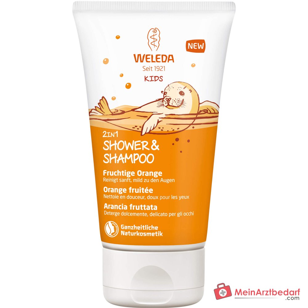 Weleda Kids 2en1 Douche & Shampoo Orange Fruitée, 150 ml