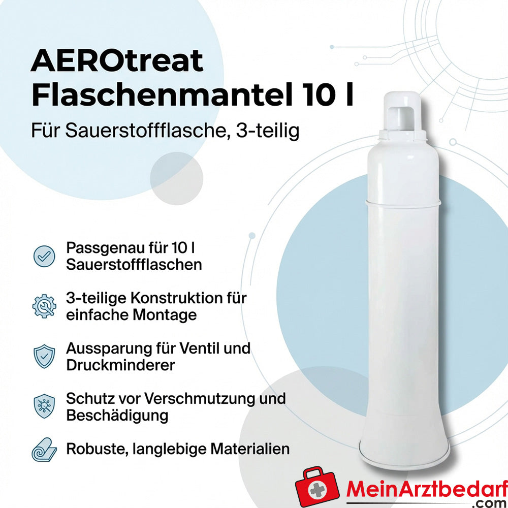 Płaszcz butli AEROtreat® 10 l, 3-częściowy, z otworem na zawór, biały