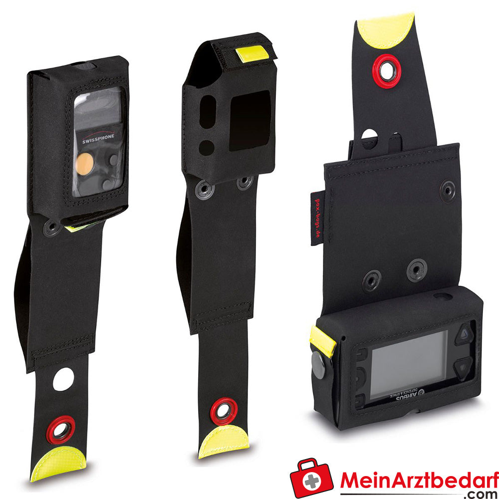 Funda para cinturón PAX detector para Swissphone QUADX35, BOSS 925/935 y Airbus P8ger, apertura basculante, dimensiones de 6,5-11×3 cm