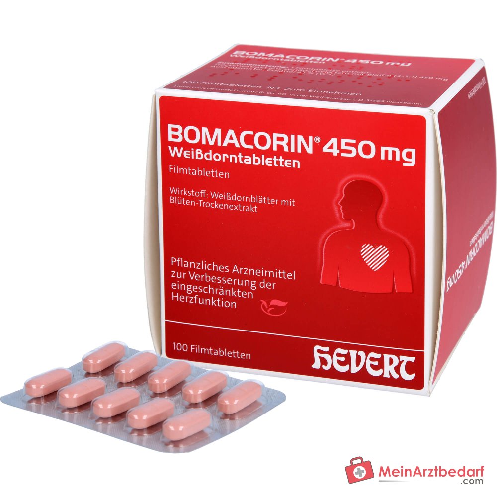 Hevert Bomacorin foglie di biancospino 450 mg, 100 compresse filmate