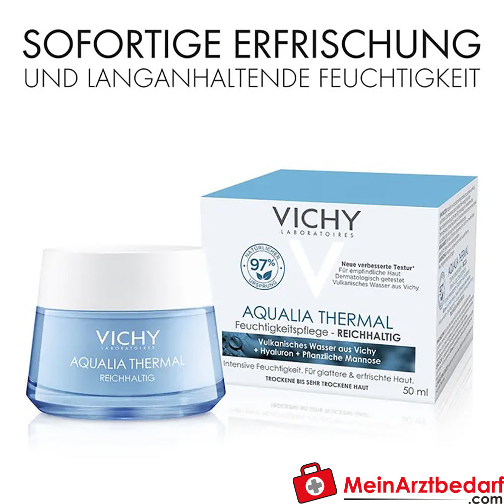 VICHY Aqualia Thermal Reichhaltige Creme Tiegel|Feuchtigkeitscreme für das Gesicht, 50ml.